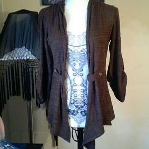 Brown Hooded Cardigan
